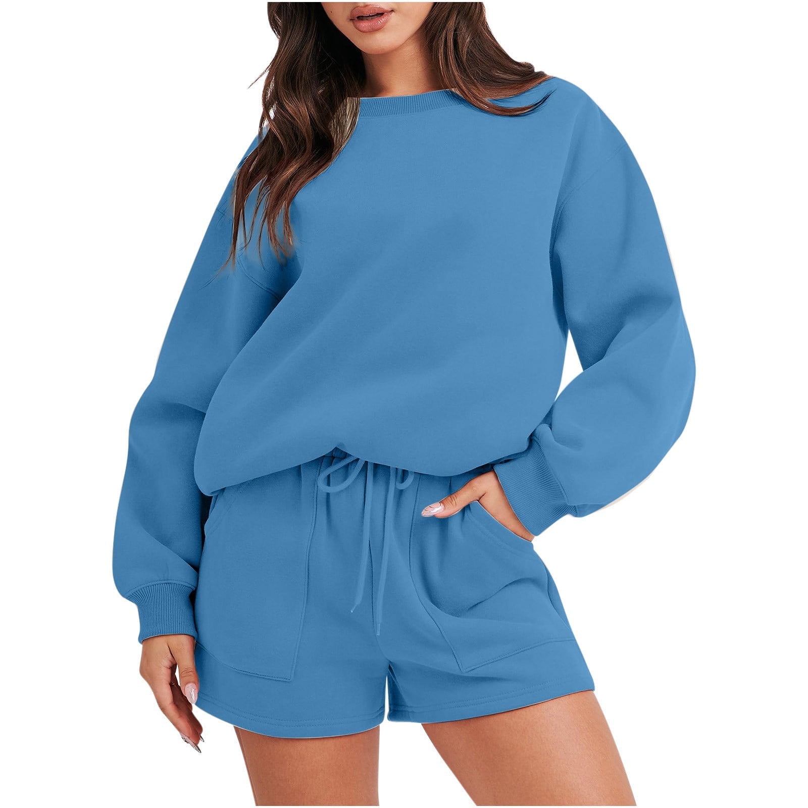 LLYwey Oversized Sweatshirt and Shorts Set Women 2 Piece Outfits