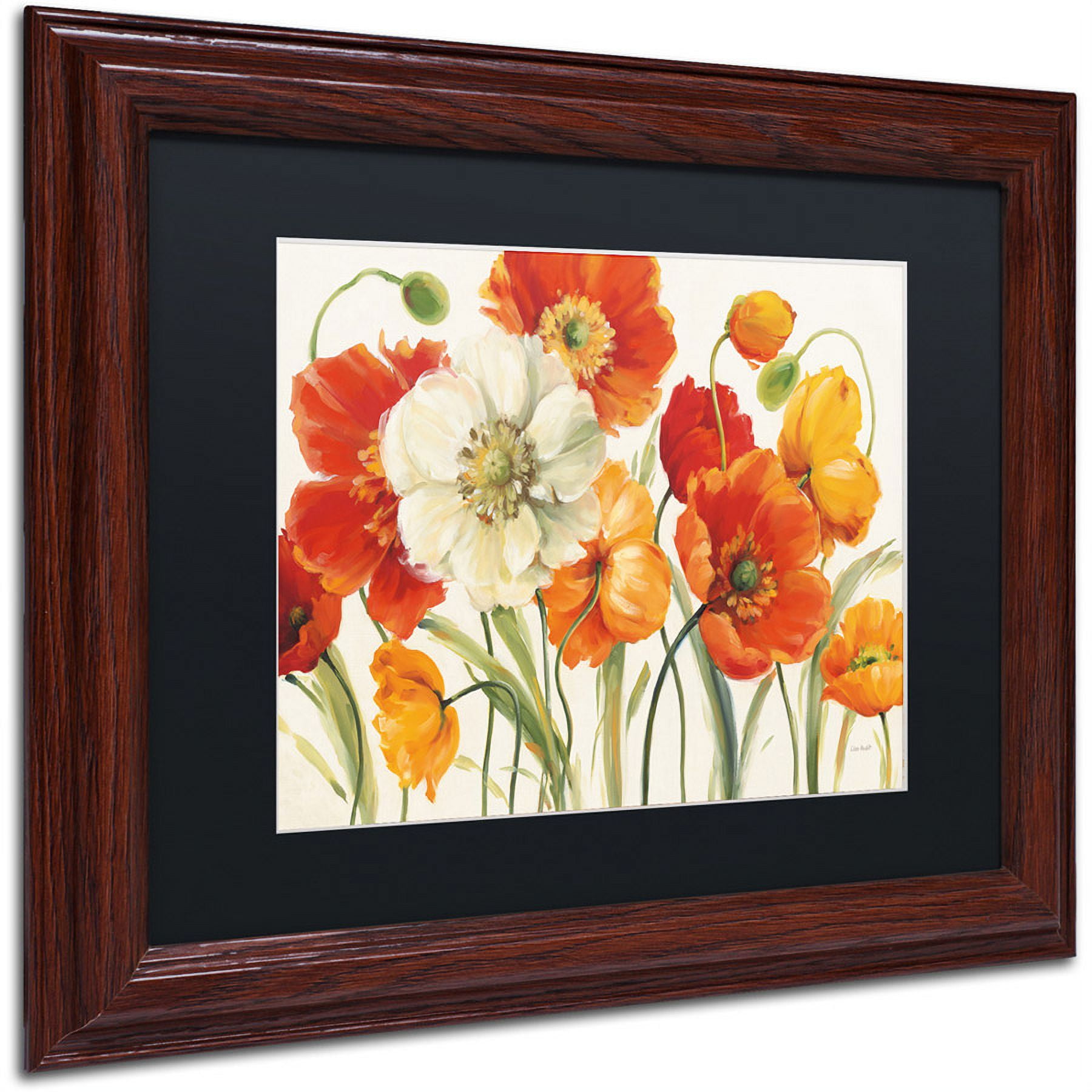 Trademark Fine Art "Poppies Melody I" Canvas Art by Lisa Audit, Black Matte, Wood Frame