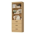 thumbnail image 3 of Homfa 71" Tall Bookcases with 3 Large Drawers, 3 Tier Wooden Storage Bookshelf for Living Room Home Office, Natural Color, 3 of 9