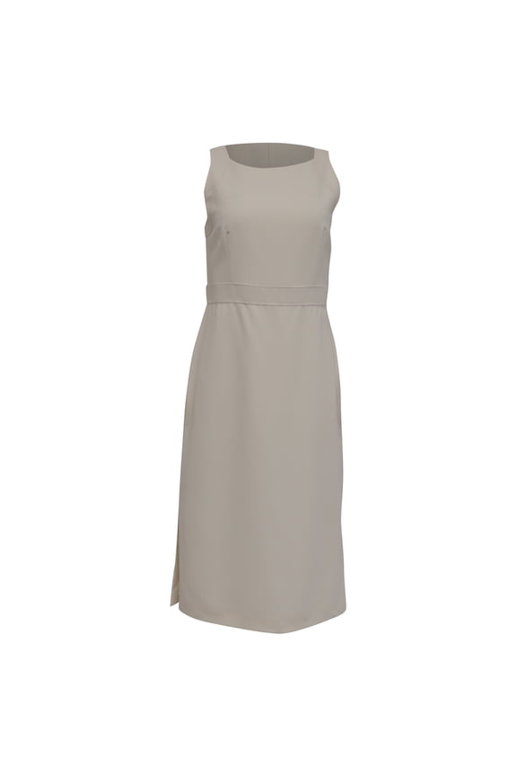 Pre-Owned Max Mara Sleeveless Midi Dress in Ivory Wool