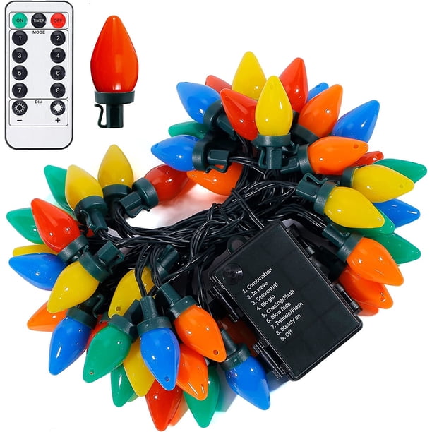 Luces al aire libre 50 LED multicolor fresa impermeable cadena luces árbol de Navidad decoración interior enchufe en 23 pies usado (multicolor)