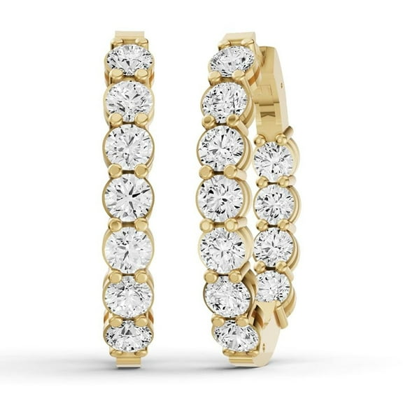Lab Grown Diamond Oval Shape In & Out Hoop Earrings in 14K Yellow Gold - 1 CTTW