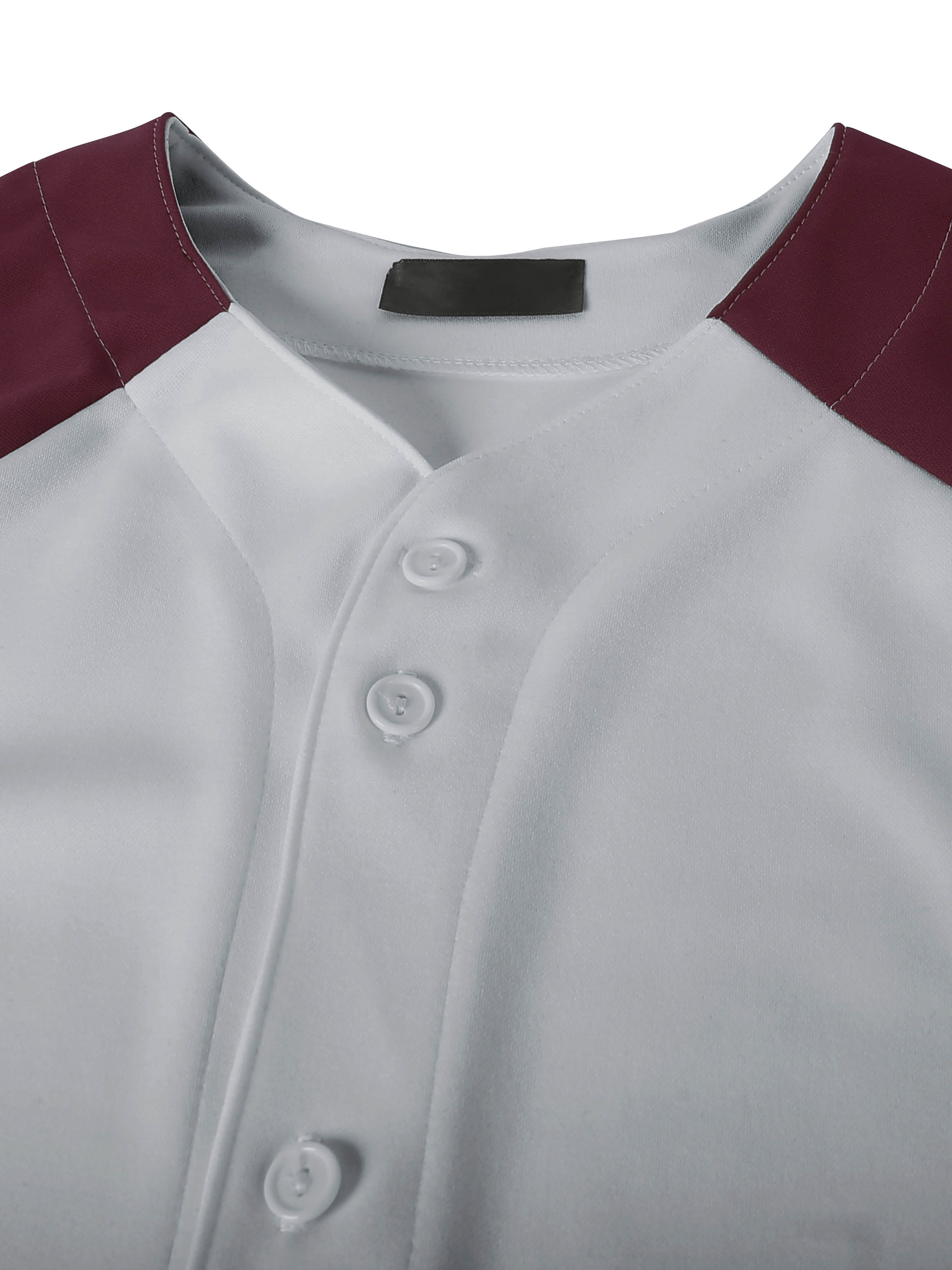 Ma Croix Men's Hip Hop Baseball Tee Button Down Street Inspired Sport Fit Two Tone Raglan Jersey