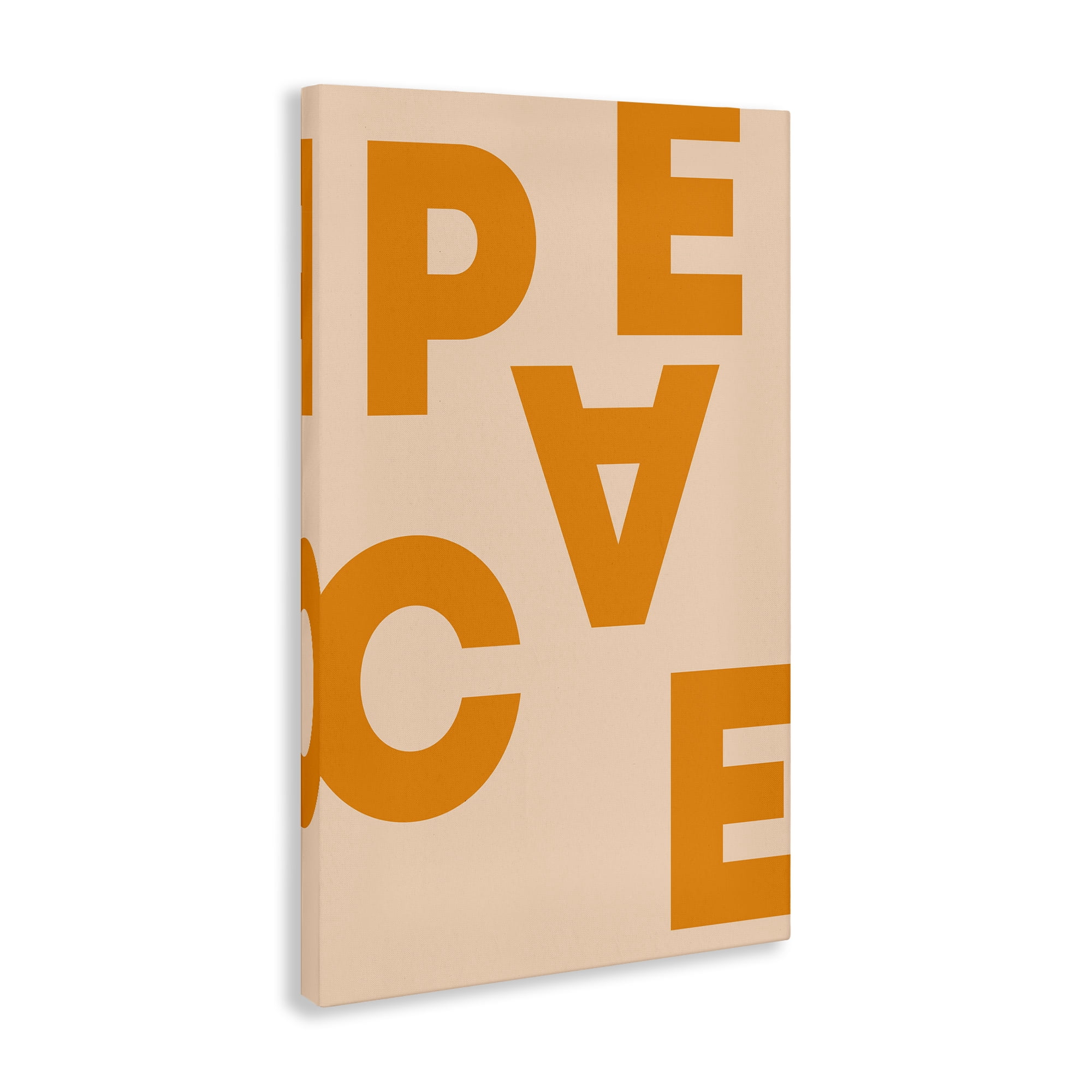 Stupell Industries Peace Orange Typography Typography Painting Gallery Wrapped Canvas Art Print Wall Art, 24 x 36