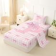 thumbnail image 2 of Erosebridal Letter P Initial Twin Sheet Sets For Kids Girls,Pink Geometric Grid Print Bedding 3pcs, 2 of 6