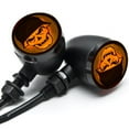 thumbnail image 2 of Krator 2pc Skull Lens Black Motorcycle Turn Signals Bulb Compatible with Harley Davidson XL Sportster 1200 Custom, 2 of 6