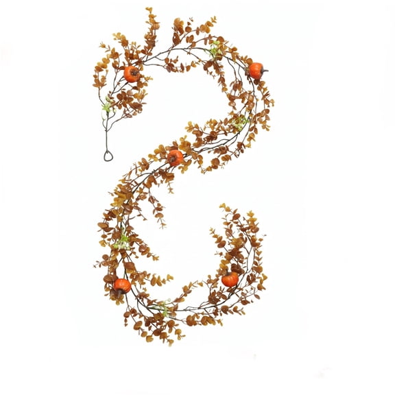 Artificial Pumpkin Maple Leaf Garland, 6.56ft Autumn Foliage Vine Thanksgiving Harvest Halloween Festival Wall Hanging Decor for Home Entryway