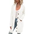 thumbnail image 1 of LAICAIW Womens Cardigan Long Sleeve Cable Knit Sweater Open Front Loose Outwear with Pocket, 1 of 5