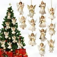 thumbnail image 2 of 12 Pieces/Set 2D Flat Cute White Angel Design Wooden Hanging Decoration, Home Ornaments For Chritmas Tree, Window And Holiday Pendant, 2 of 5