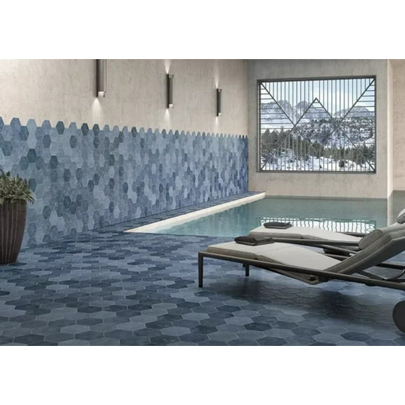 Zenith 9 x 11 in. Matte Slate Blue Porcelain Hexagon Wall and Floor Tile (8.07 sq ft/case) - 16 Pack