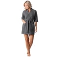 thumbnail image 3 of Batas cortas tipo kimono para damas de honor y spa de baño de punto de gofre ligero de lino turco para mujer, secado rápido y suave, 3 of 4