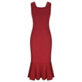 thumbnail image 5 of Atinetok Maxi Dresses for Women Round Neck Sleeveless Solid Summer Trendy Long Dress Elegant Bodycon Wrap Strap Cocktail Party Prom Mermaid Dresses Wine m, 5 of 7