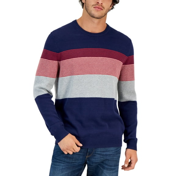 Club Room Men's Navy Blue Striped Sweater 2XL