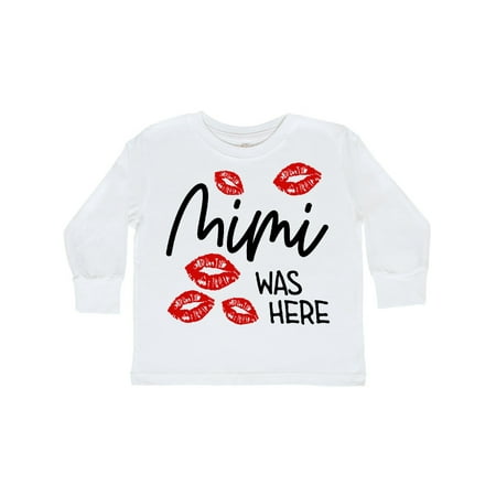 

Inktastic Mimi Was Here Red Kisses Gift Toddler Boy or Toddler Girl Long Sleeve T-Shirt
