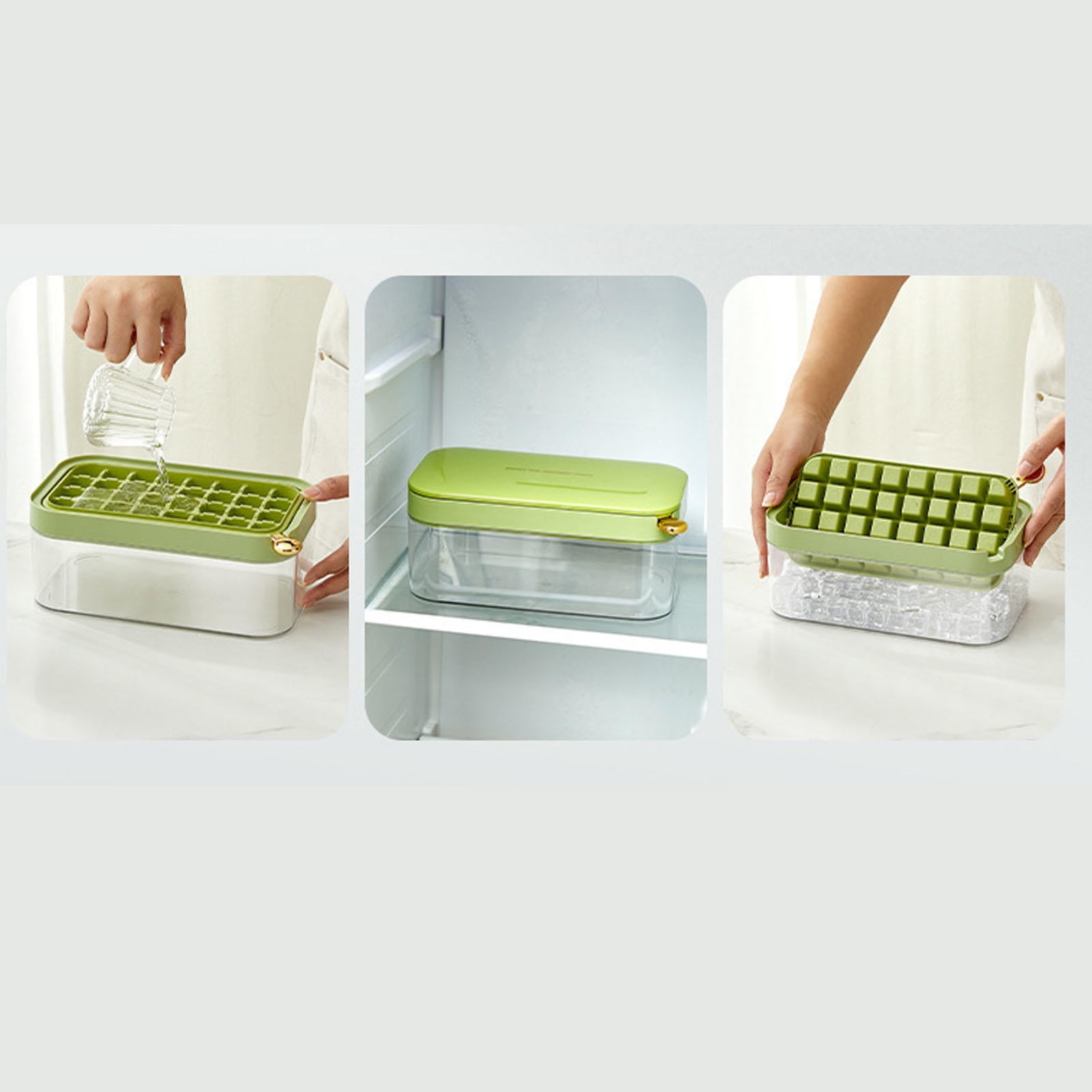 Suodoka 32-Cube Ice Tray with Lid, Flip‑Release Bin & Scoop – Easy Freezer Ice Mould for Drinks, Jellies & More