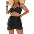 thumbnail image 1 of RXMEKW Strappy Bikini Set with Skirt for Women Plus Size Solid Color Polyester Swimsuit, 1 of 7