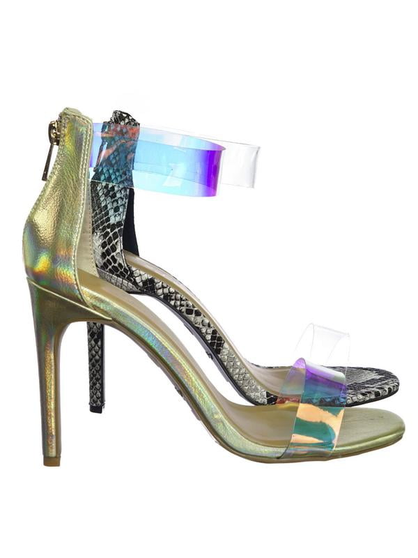 Timeless18 by Anne Michelle, Lucite Clear Strap High Heel Dress Sandal