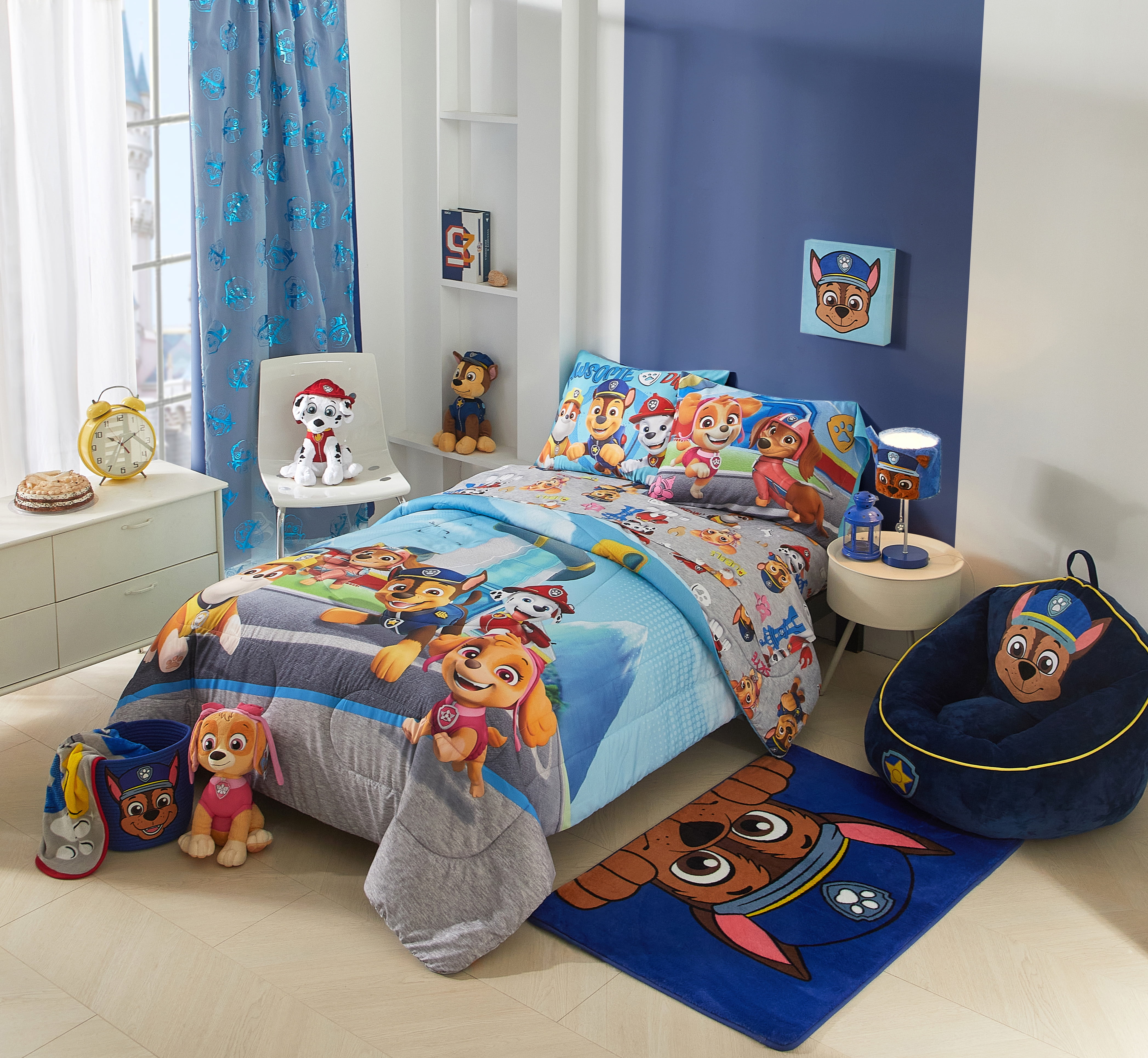 PAW Patrol Chase Faux Fur Rug for Kids' Bedroom or Playroom, 30" x 46"