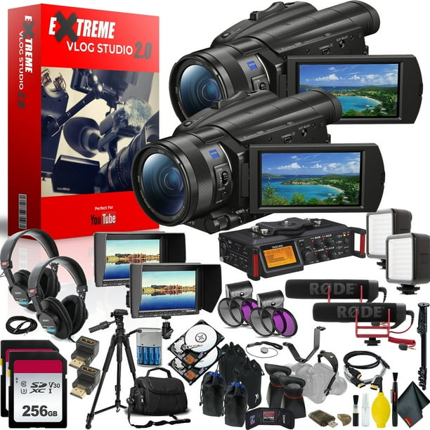 Sony 4K Camcorder Intl Model Extreme Vlogging Studio 2.0 MultiCamera