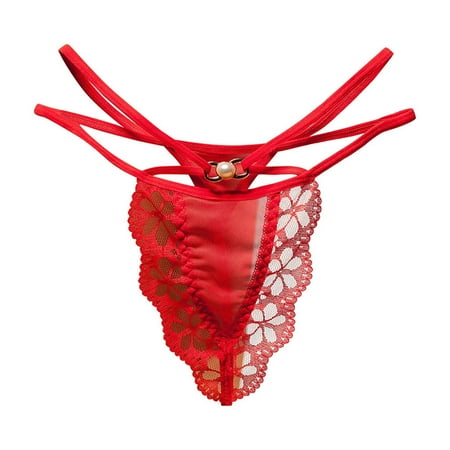 Lingerie Briefs Womens Transparent Gauze Low Waist G-string Pants Panties Thong Red