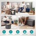 thumbnail image 2 of Ottoman with Storage, Small Storage Ottoman, Folding Foot Stool with Wood Legs for Living Room and Bedroom Linen Rest Seat, 15"x15"x15" - Gray, 2 of 12