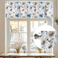 thumbnail image 7 of Abstract Brown Valances for Windows, 42 x 18in, Blue Floral Vintage Watercolor Blossom Flowers Rod Pocket Kitchen Valance Curtain Light Filtering Window Treatments for Living Room Bedroom, 1 Panel, 7 of 7
