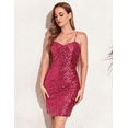 thumbnail image 3 of PrettyGuide Women's Glitter Sequin Bodycon Dress Sexy Tube Top Spaghetti Strap Mini Party Dress Clubwear Night Out, 3 of 7