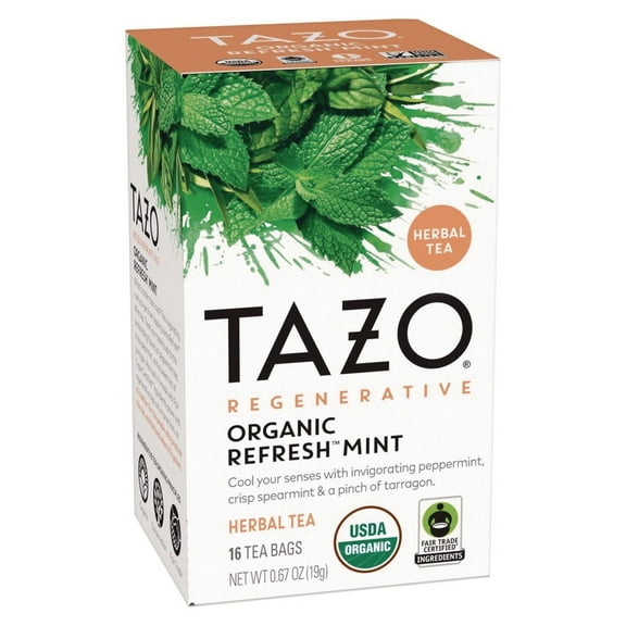 TAZO Regenerative Refresh Mint Herbal Tea Bags, Caffeine-Free, 16 Count (Pack of 6)
