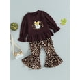 thumbnail image 3 of Wassery Kids Girls Thanksgiving Outfits Set Long Sleeve Turkey Print Sweatshirt Leopard Print Flare Pants 1T 2T 3T 4T 5T 6T Toddler 2Pcs Fall Winter Clothes, 3 of 8