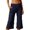 a-Navy31465, variant on VNKIDY Womens Ruched Foldover Waistband Capri Pants With Side Slits Stretchy Casual Wide Leg Fit Trousers For Yoga Practice Daily Errands Versatile Pants
