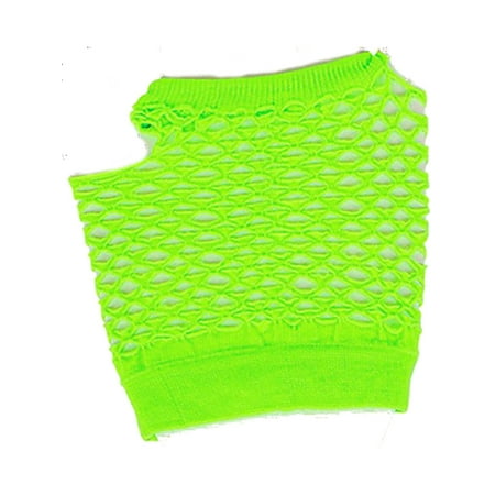 Adults  Neon Green Fishnet Fingerless 80s Rock Costume Half