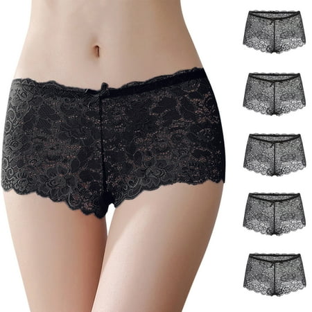 

Aayomet Women Underpants Briefs Sexy Panties Ladies Low-Waist Ladies Bow-knot Lace Panties Women s Panties Black XXL