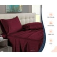 thumbnail image 3 of SGI Bedding 600 TC Egyptian Cotton Bed Sheet Set - Family King Size Sheets 600 Count Sheets Soft, Durable Sheets Cotton Sheets in 600 TC 15" Deep, Wine Stripe, 3 of 8