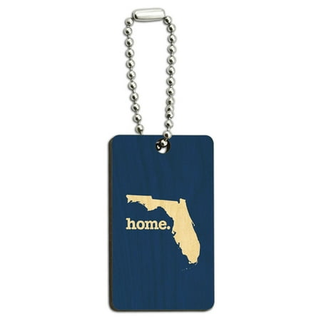 Florida FL Home State Wood Wooden Rectangle Key Chain - Solid Navy (Best Key Lime Pie In Florida Keys)