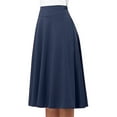 thumbnail image 4 of WTOBBY Women's High Waist Knee Length Elastic Knit A-Line Stretch Flared Casual Midi Skirt, Comfort Fit Work Skirt for Professional Office and Leisure Wear,Dark Blue 2XL, 4 of 4