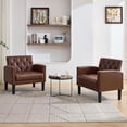 thumbnail image 6 of LAZZO Accent Chair, Mid-Century Modern Leather Tufted Armchairs for Living Room and Office, Brown, 6 of 8