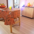 thumbnail image 3 of Serafina Home Haunted Halloween Flannel Backed Vinyl Tablecloth: Spooky Spiders Weave Their Wicked Webs (52" x 52" Inch), 3 of 6