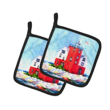 

Carolines Treasures 6137PTHD Lighthouse on the rocks Harbour Pair of Pot Holders 7.5HX7.5W multicolor