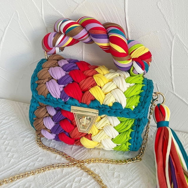 Zhuge Bolso de hombro tejido para mujer, bolso de mano tejido, bolso de mano tejido elegante para playa de verano, bolsos de hombro de 7,87 x 9,84 pulgadas (J)