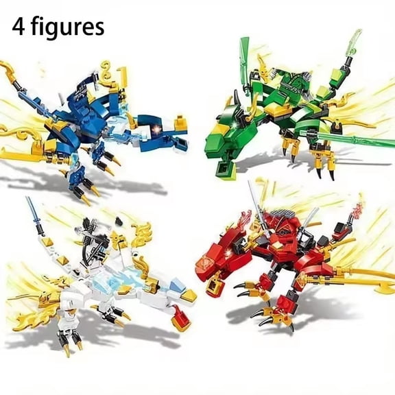 4 style Phantom Ninja Dragon Building Blocks Mini Figures Bricks Kit Classic Movie Model Kids Toys Boys For Children