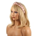 thumbnail image 2 of Diadema rosa Unique Bargains llena de diamantes plisada anudada para mujer, 2 of 7