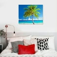 thumbnail image 4 of COMIO  Wall Art Canvas Painting Palms and Beach A Beach With Palm Trees on White Beaches and Blue Oceans Picture Poster Print Framed and Stretched Ready to Hang for Living Room Bedroom, 4 of 4