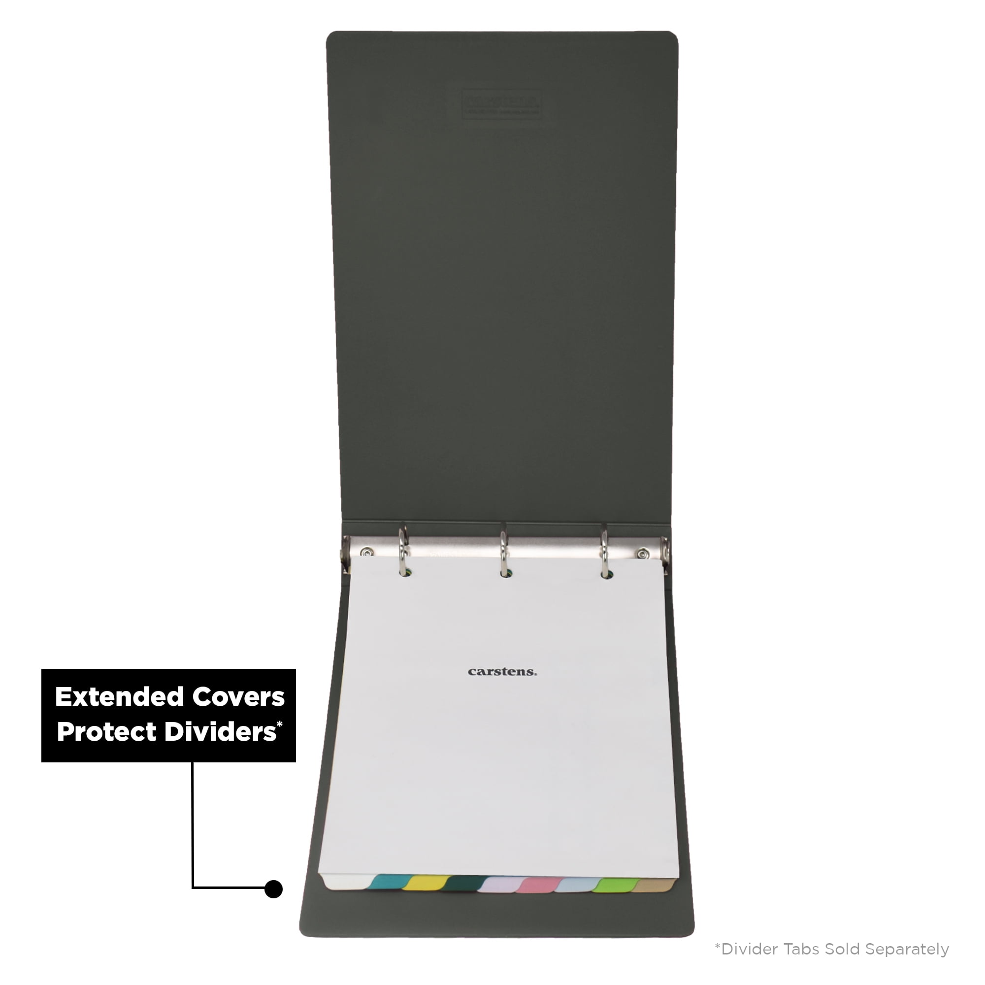 Carstens 2-Inch Heavy Duty 3-Ring Binder - Top Opening, Charcoal Gray