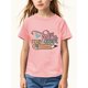 thumbnail image 1 of Camiseta de manga corta con cuello redondo para niña, diseño de flores y lápiz, de primavera-verano, cómoda y elástica., 1 of 6