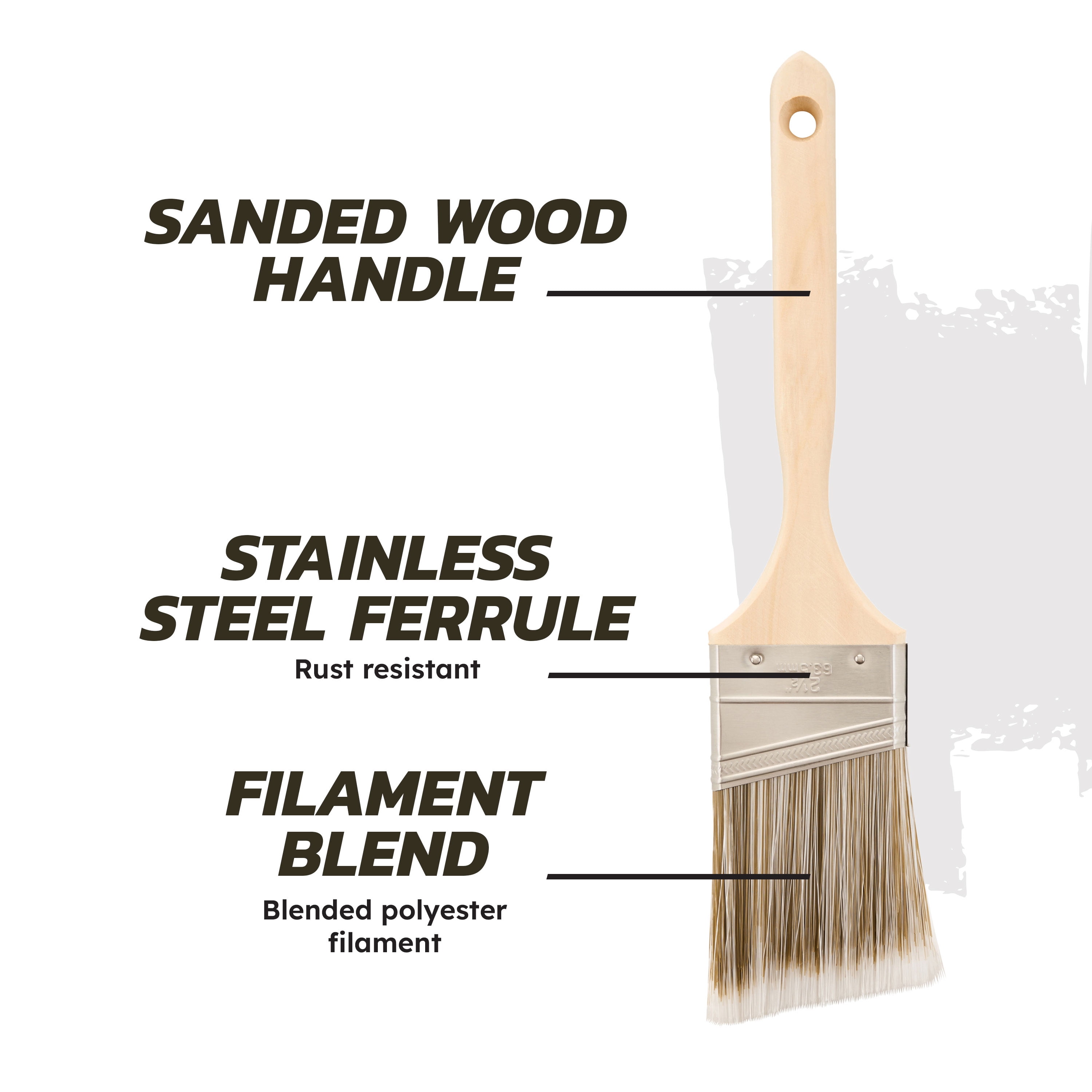 (3 pack) Better 2.5 in. Blended Polyester Angle Paint Brush