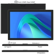 10 inch Android 14 Tablet with Keyboard, 2 in 1 Tablets Set Include Case Mouse Stylus Film, 8GB RAM+64GB ROM, Quad Core 10.1 Tab, 6000mAh Battery, 8MP Dual Camera, Google GMS Tableta, Black