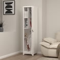 thumbnail image 5 of Marcree Slim Broom Storage Cabinet, Metal Cabinet with Shelves and Hanging Rod, 65" Utility Storage Cabinet with Locking Door, Tall Cleaning Storage Cabinet for Kitchen, Pantry, Office, Shop, Garage, 5 of 8