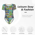 thumbnail image 6 of Gaeub Construction Machinery Women'S Short Sleeve One Piece Swimsuit Sexy High-Waisted Bodysuit For Swimming, Beach, Sports - Medium, 6 of 9