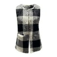 thumbnail image 4 of ABATAB Womens Fuzzy Fleece Plaid Vests Trendy Sleeveless Open Front Sherpa Lined Waistcoat Cardigans Comfy Winter Dusters Gilet with Pockets(Medium,Black), 4 of 7