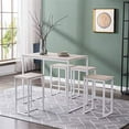 thumbnail image 6 of Bar Table and Chairs Set,5-Piece Counter Height Dining Set,Kitchen Counter with Bar Chairs（W/ 4 Chairs）,Breakfast Bar Pub Table and Stool Set , Industrial for Kitchen, Living Room, Party Room (White), 6 of 8